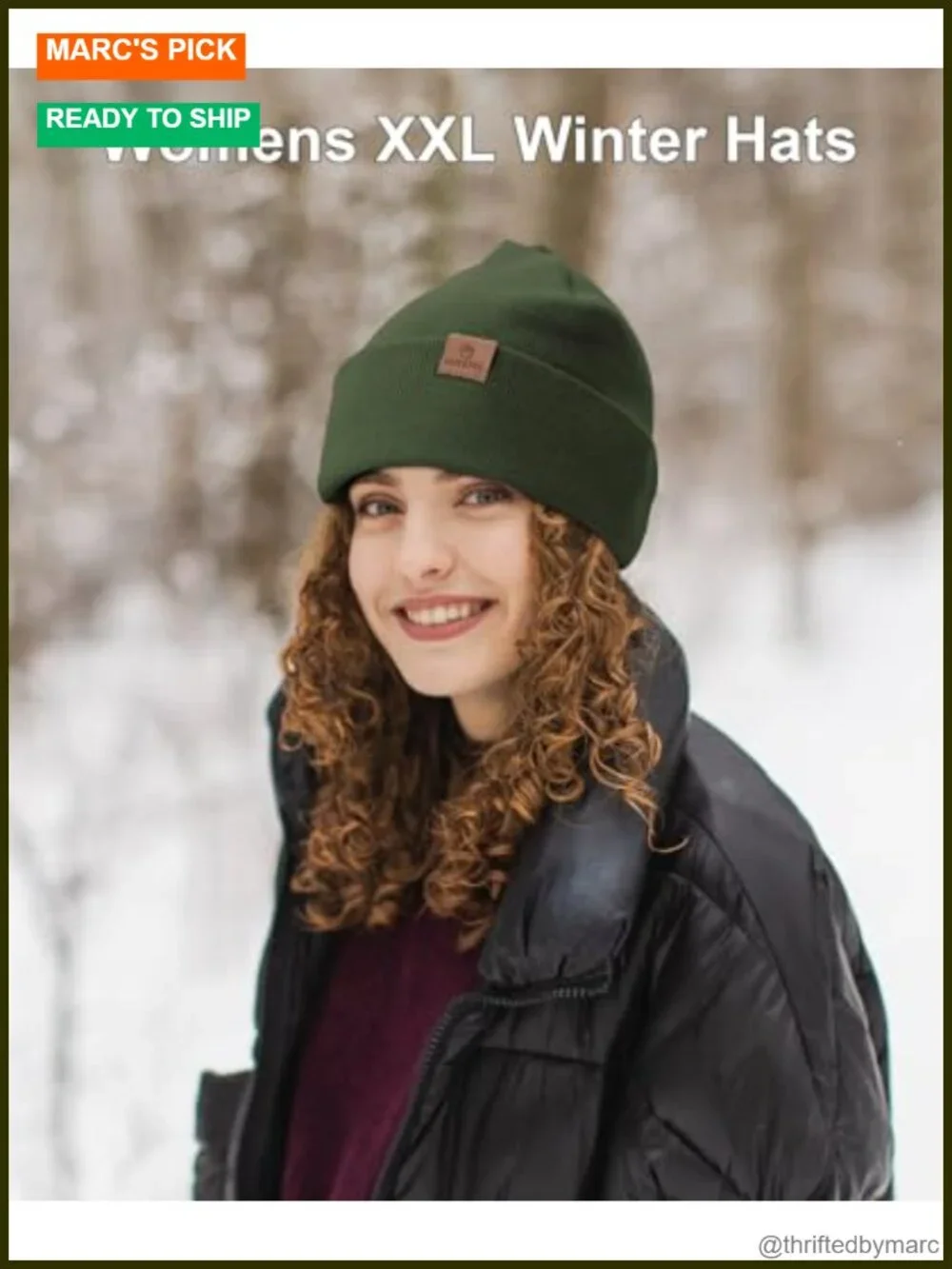 XXL Oversize Beanie Hat for Big Heads 23.6-25.6 inch Large Winter Watch Cap